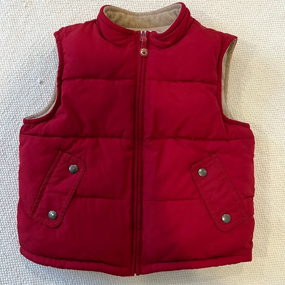Janie and Jack Boys Reversible Red Puffer Vest